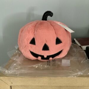 Cupcakes & Cashmere Rosette Plush Sherpa Pumpkin Pillow with Black Accents